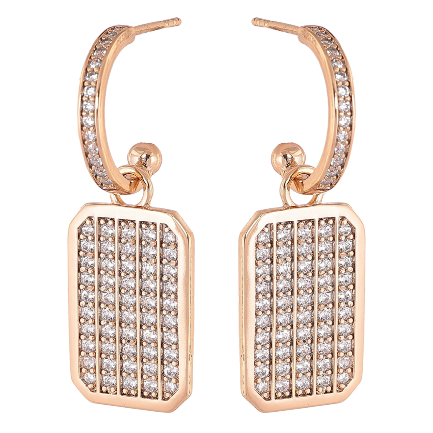 Серьги Xuping Позолота 18K пусеты Подвески с инкрустацией цирконием 2 в 1 фото №1