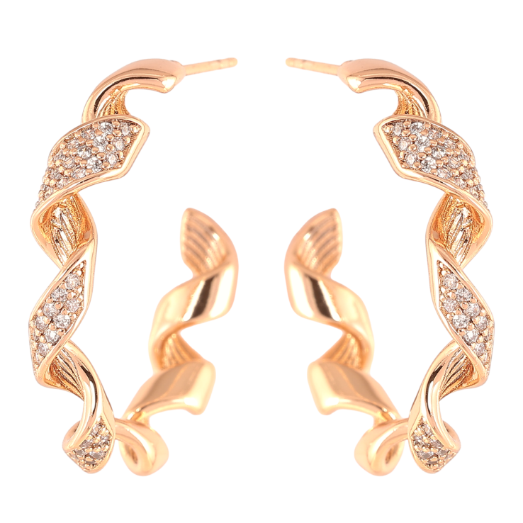 Серьги Xuping Позолота 18K пусеты Спиральные полукольца с цирконием фото №10 Серьги Xuping Позолота 18K пусеты Спиральные полукольца с цирконием фото №10