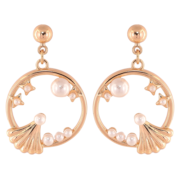 Серьги Xuping Позолота 18K пусеты Круглые подвески с узором из жемчужин фото №21