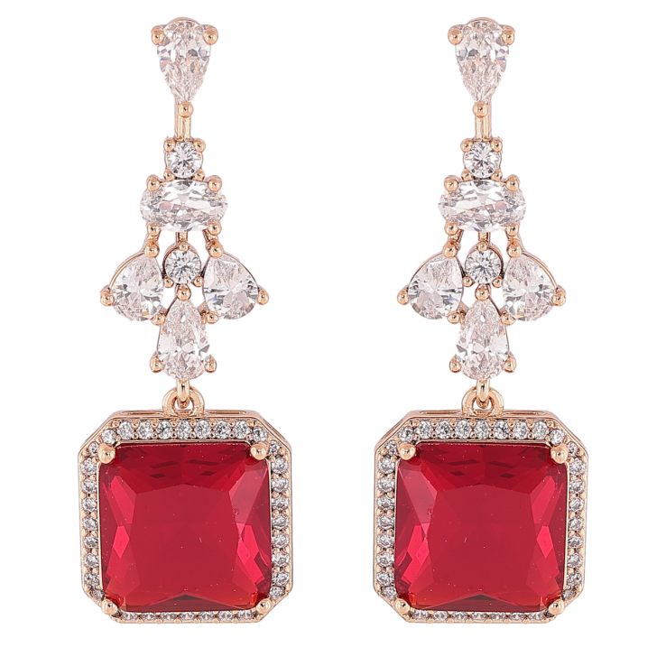 Серьги Xuping Позолота 18K пусеты Изящные подвески с цирконием и красными фианитами фото №12 Серьги Xuping Позолота 18K пусеты Изящные подвески с цирконием и красными фианитами фото №12