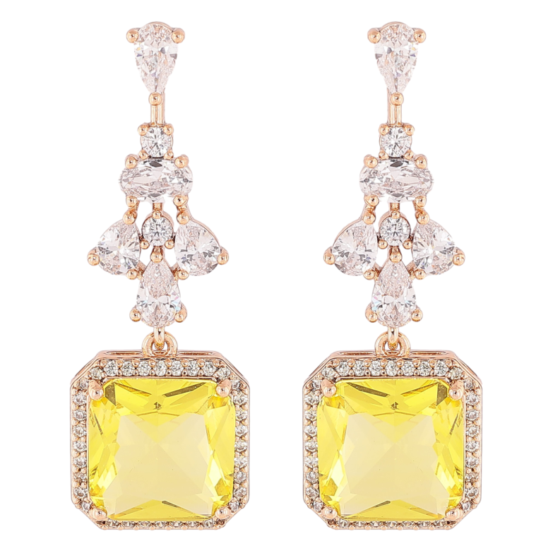 Серьги Xuping Позолота 18K пусеты Изящные подвески с цирконием и желтыми фианитами фото №1