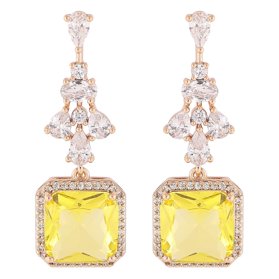 Серьги Xuping Позолота 18K пусеты Изящные подвески с цирконием и желтыми фианитами фото №1