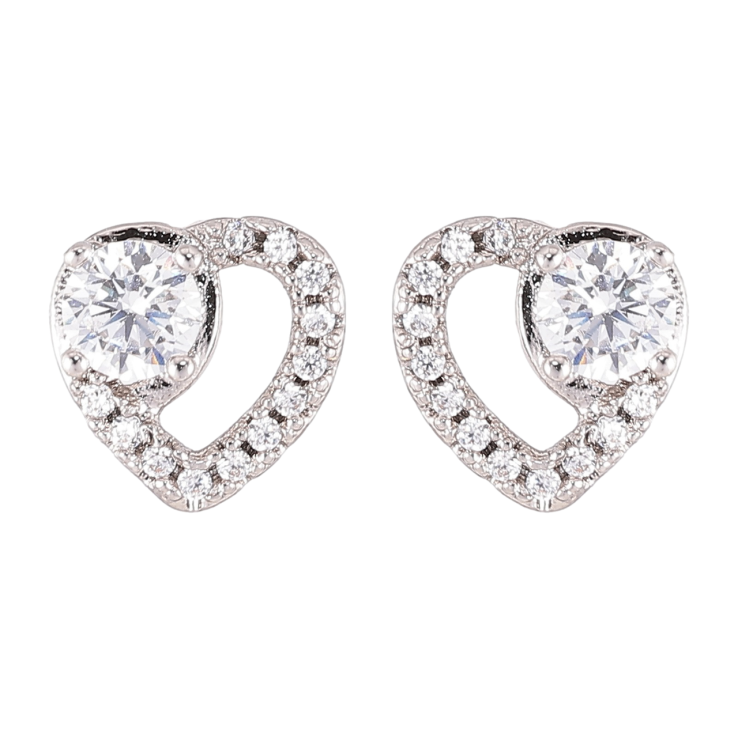 Серьги Xuping Родий пусеты Сердечки с цирконием фото №22
