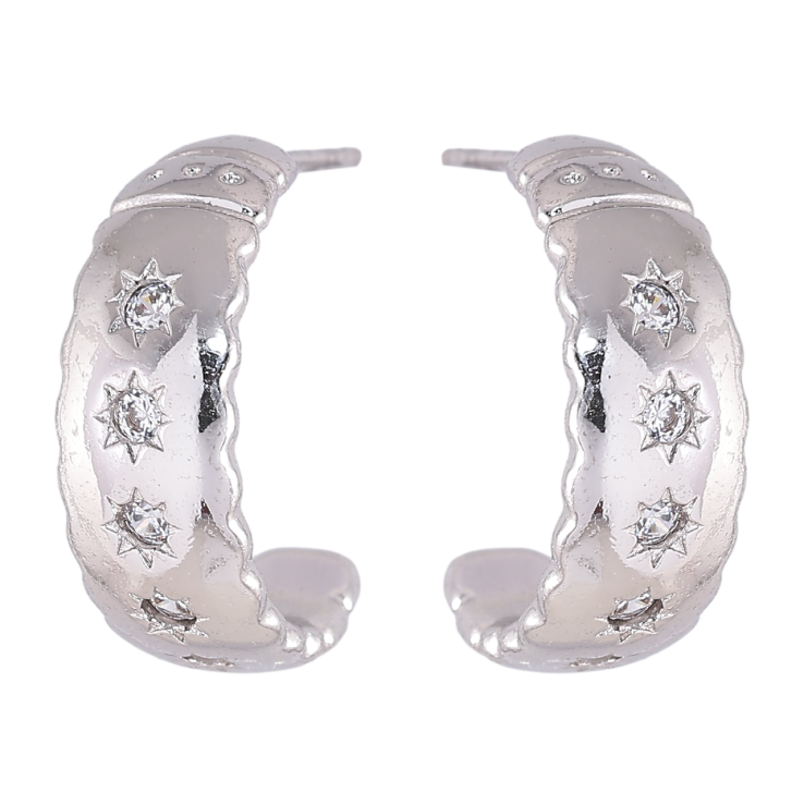 Серьги Xuping Родий пусеты Дуги узор звезды с цирконием фото №7