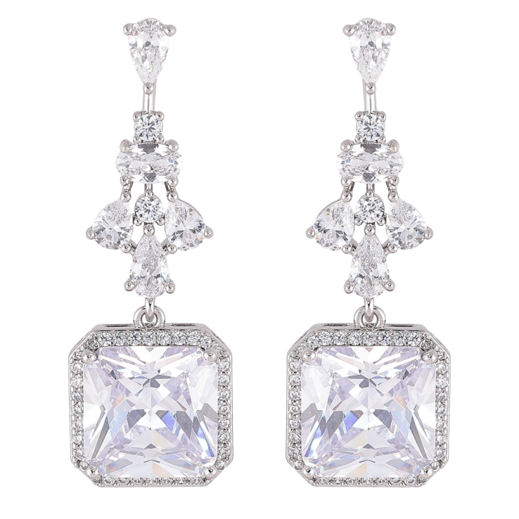 Серьги Xuping Родий пусеты Элегантные кристальные подвески фото №21