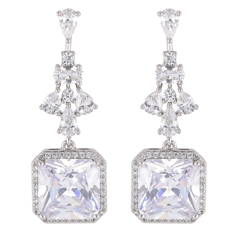 Серьги Xuping Родий пусеты Элегантные кристальные подвески фото №1