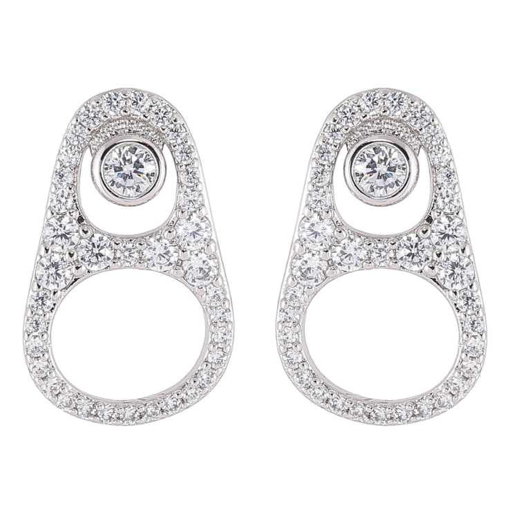 Серьги Xuping Родий пусеты Ключ-кольца с инкрустацией цирконием фото №5