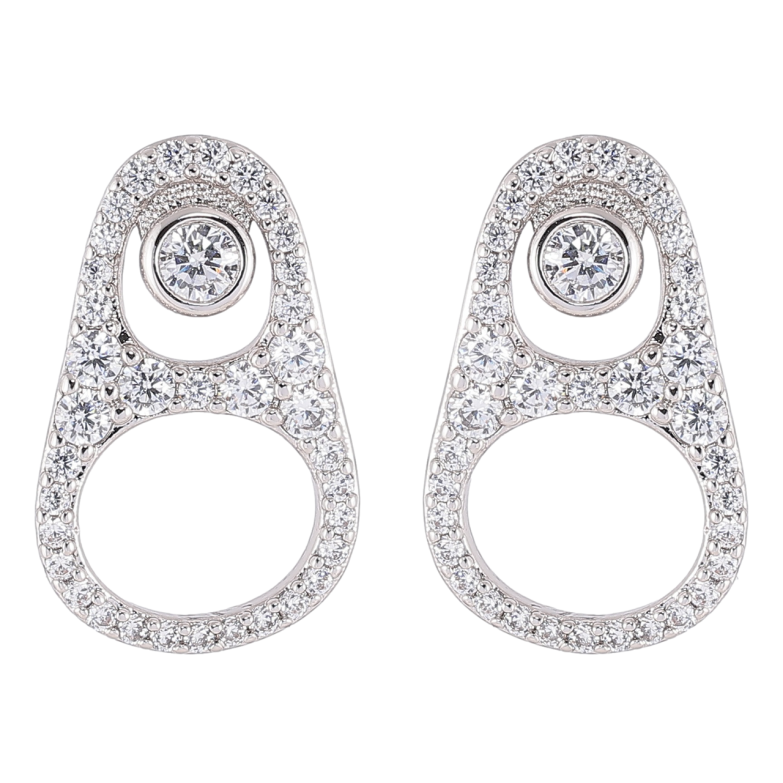 Сережки Xuping Родій пусети «Ключ-кільця з інкрустацією цирконієм» фото №3