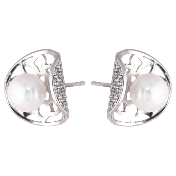 Серьги Xuping Родий пусеты Декоративный резной узор с жемчужинами фото №8