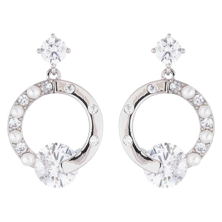 Серьги Xuping Родий пусеты Круглые подвески с цирконием и жемчужинами фото №22 Серьги Xuping Родий пусеты Круглые подвески с цирконием и жемчужинами фото №22