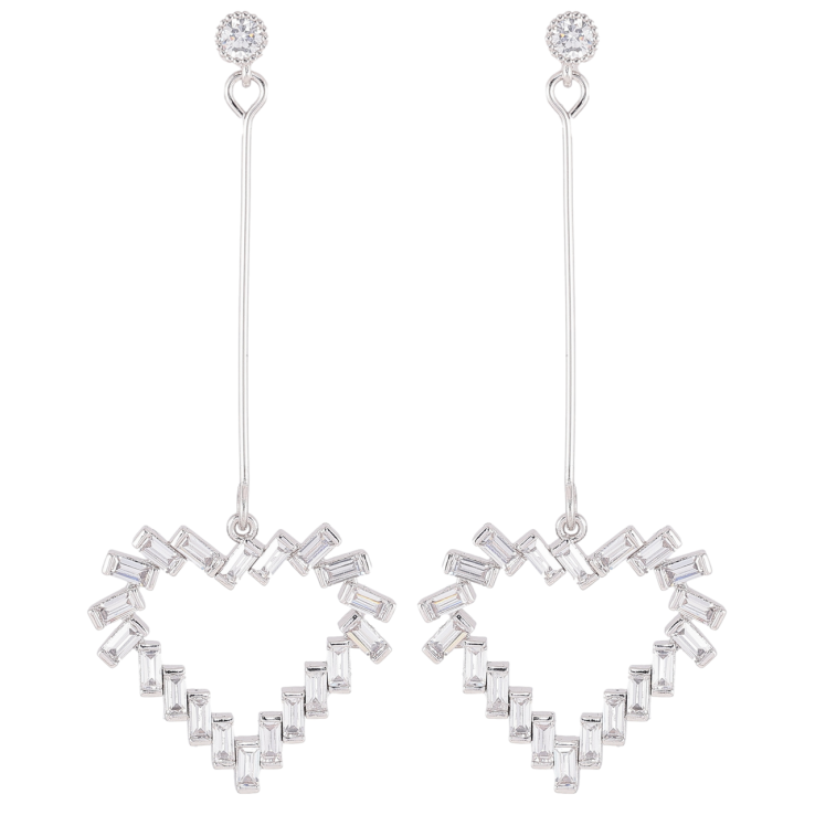 Серьги Xuping Родий пусеты Сердечки с цирконием фото №23