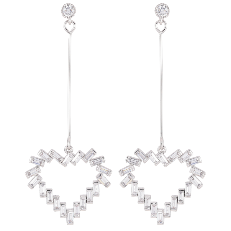 Сережки Xuping Родій пусети «Сердечка з цирконієм» фото №1