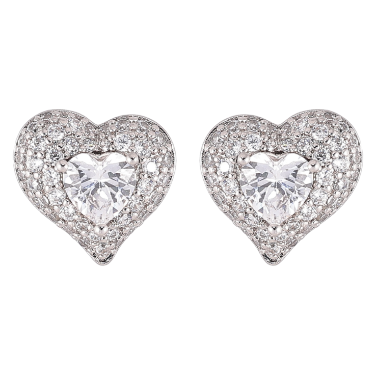 Серьги Xuping Родий пусеты Сердечки с инкрустацией цирконием фото №24