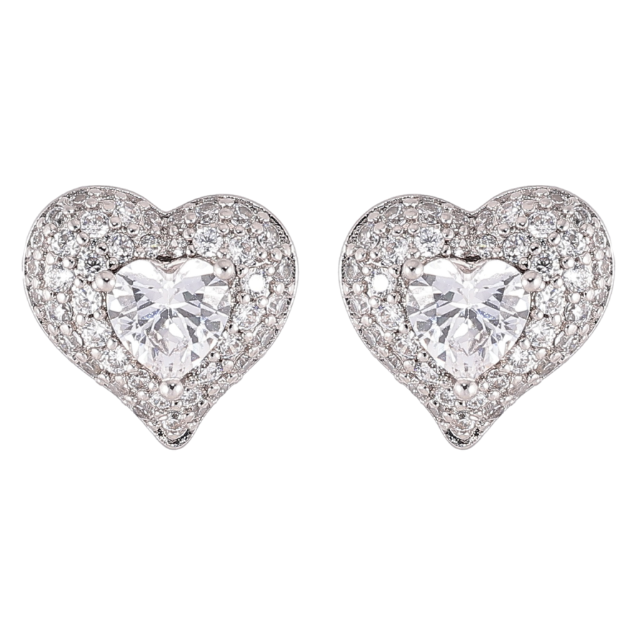 Сережки Xuping Родій пусети «Сердечка з інкрустацією цирконієм» фото №1