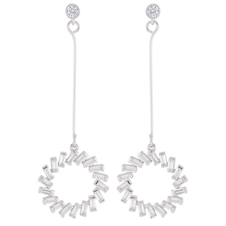 Серьги Xuping Родий пусеты Круглые подвески с цирконием фото №1