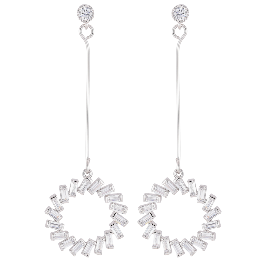 Серьги Xuping Родий пусеты Круглые подвески с цирконием фото №1