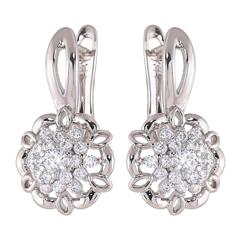 Серьги Xuping Родий английский замок Цветочки с цирконием фото №1 Серьги Xuping Родий английский замок Цветочки с цирконием фото №1