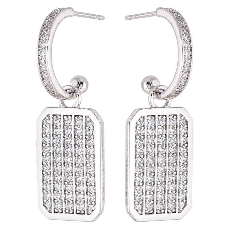 Серьги Xuping Родий пусеты Инкрустация цирконием 2 в 1 фото №1