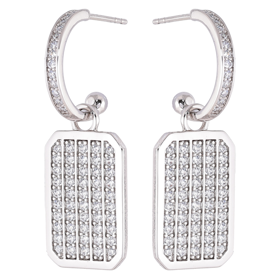 Серьги Xuping Родий пусеты Инкрустация цирконием 2 в 1 фото №1