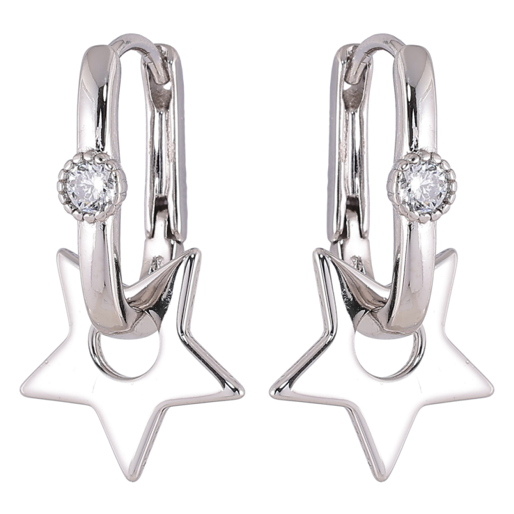 Серьги Xuping Родий подвески на колечках Звезды 2 в 1 фото №5