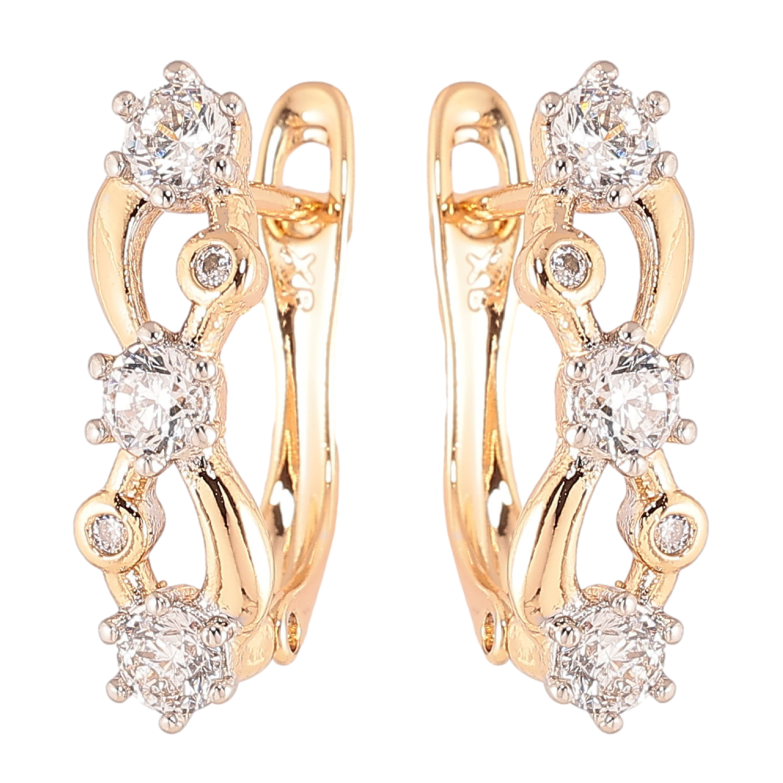 Сережки Xuping Позолота 18K + Родій англійський замок Декоративний візерунок з цирконієм» фото №1 Сережки Xuping Позолота 18K + Родій англійський замок Декоративний візерунок з цирконієм» фото №1