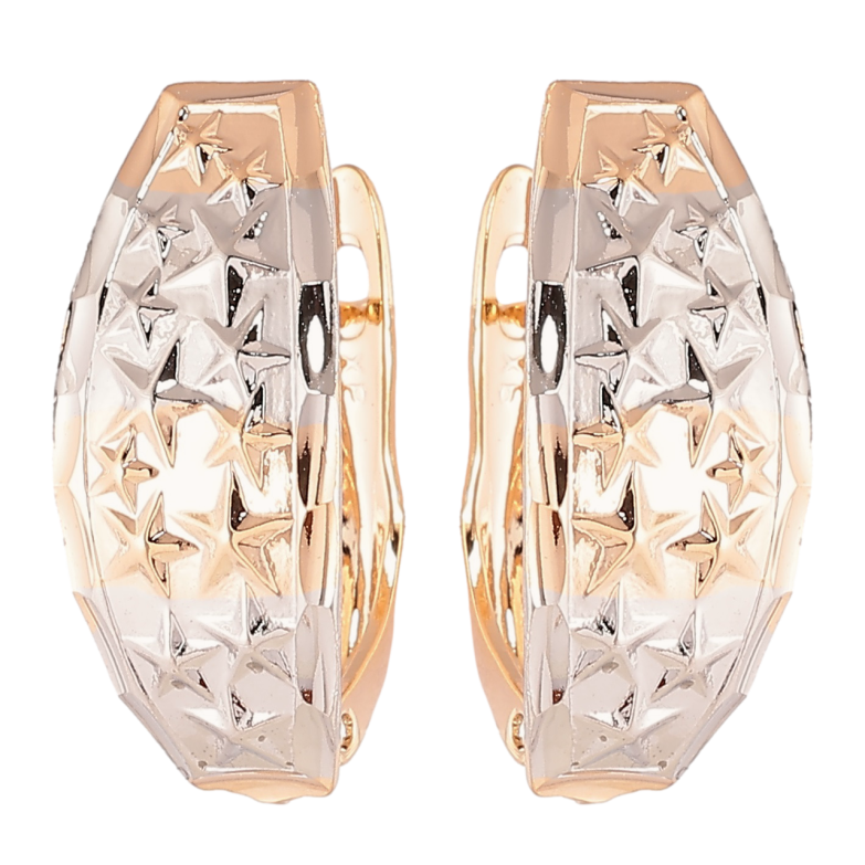 Сережки Xuping Позолота 18K + Родій англійський замок Зоряний візерунок» фото №1