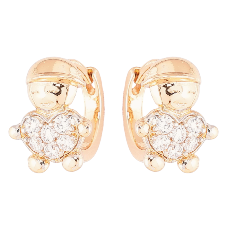 Серьги Xuping Позолота 18K + Родий колечки Человечки с сердечками фото №1