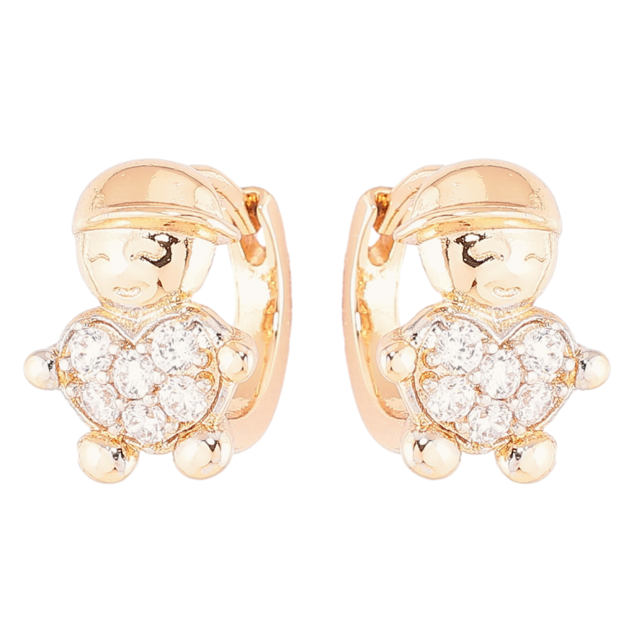 Сережки Xuping Позолота 18K + Родій колечка «Чоловічки з сердечками» фото №1