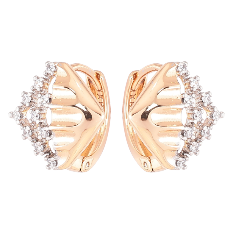 Сережки Xuping Позолота 18K + Родій колечка «Декоративний візерунок з цирконієм» фото №1