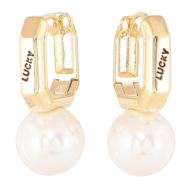 Сережки Xuping Позолота 14K колечка «Напис Lucky з перлинами» фото №25 Сережки Xuping Позолота 14K колечка «Напис Lucky з перлинами» фото №25