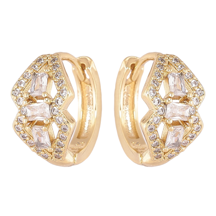 Сережки Xuping Позолота 14K колечка «Декоративний візерунок з цирконієм» фото №4 Сережки Xuping Позолота 14K колечка «Декоративний візерунок з цирконієм» фото №4