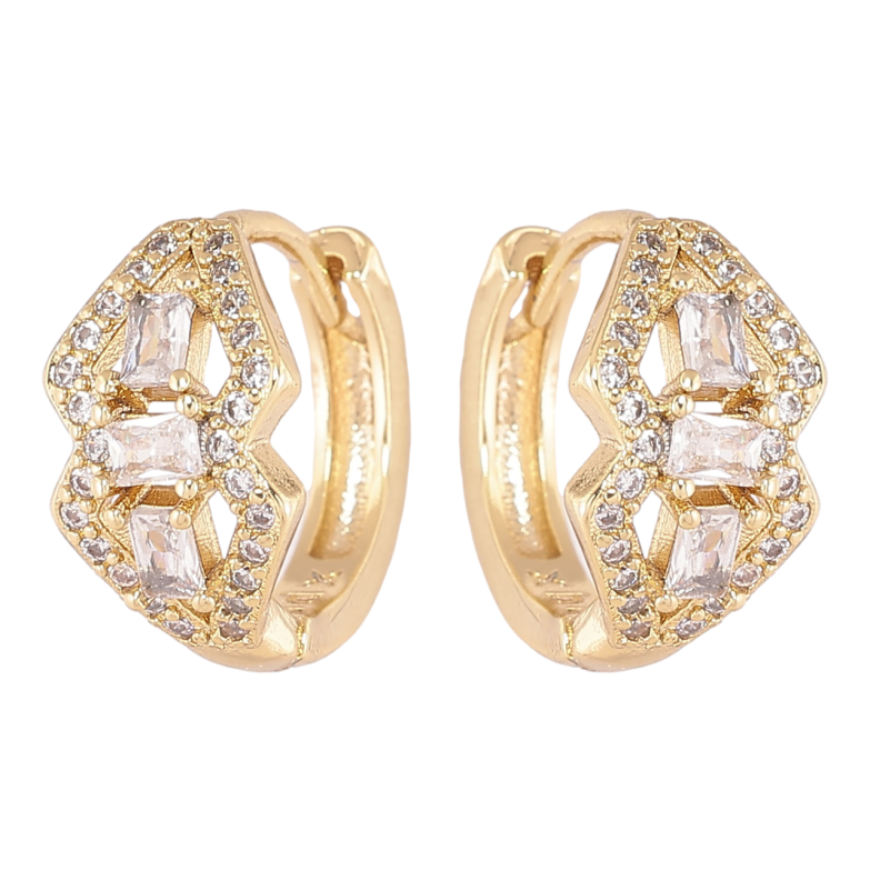 Серьги Xuping Позолота 14K колечки Декоративный узор с цирконием фото №2 Серьги Xuping Позолота 14K колечки Декоративный узор с цирконием фото №2