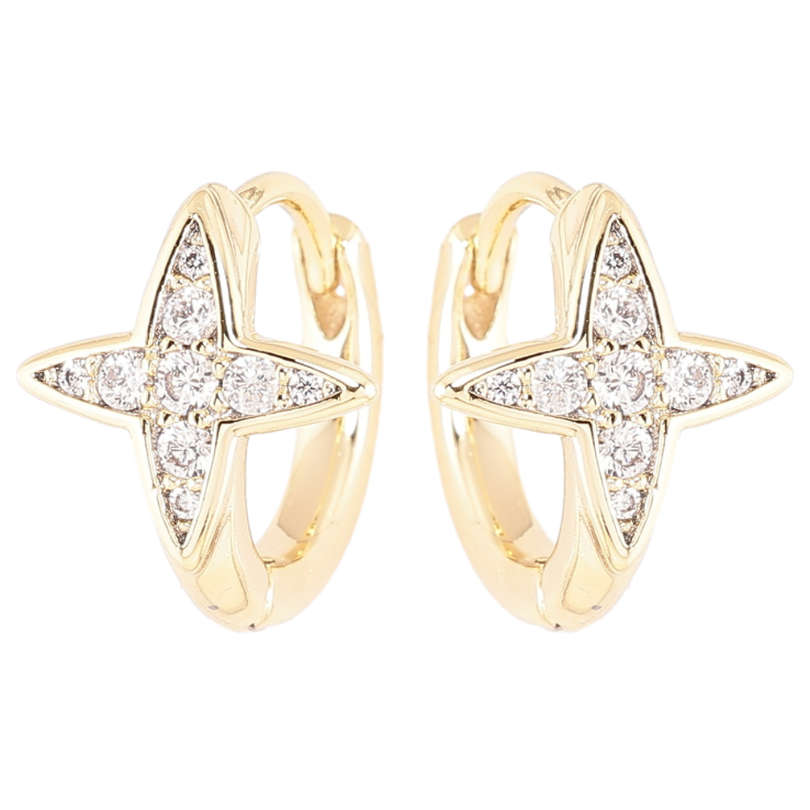 Сережки Xuping Позолота 14K колечка «Зірки з цирконієм» фото №3 Сережки Xuping Позолота 14K колечка «Зірки з цирконієм» фото №3