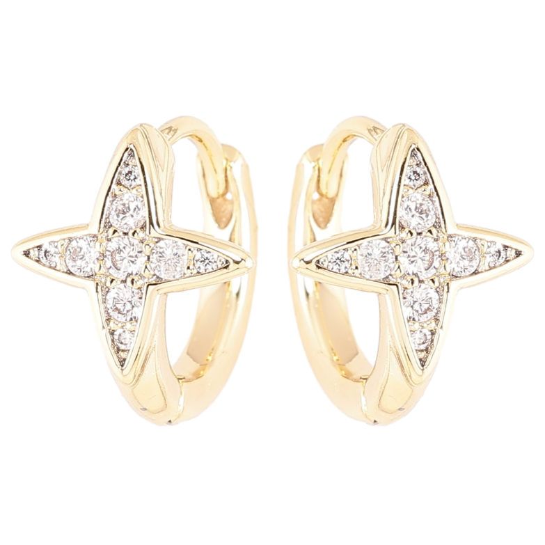 Сережки Xuping Позолота 14K колечка «Зірки з цирконієм» фото №1 Сережки Xuping Позолота 14K колечка «Зірки з цирконієм» фото №1