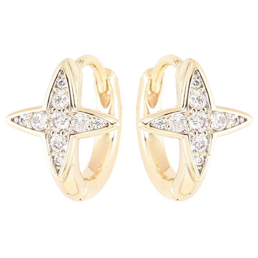 Сережки Xuping Позолота 14K колечка «Зірки з цирконієм» фото №1 Сережки Xuping Позолота 14K колечка «Зірки з цирконієм» фото №1