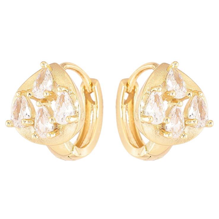 Сережки Xuping Позолота 14K колечка «Кришталеві крапельки» фото №2 Сережки Xuping Позолота 14K колечка «Кришталеві крапельки» фото №2