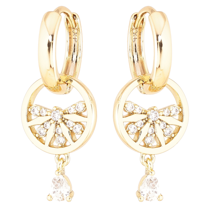 Серьги Xuping Позолота 14K подвески на колечках Круглые подвески с цирконием 2 в 1 фото №1 Серьги Xuping Позолота 14K подвески на колечках Круглые подвески с цирконием 2 в 1 фото №1