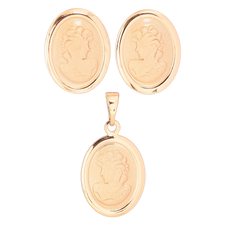 Набор Xuping Позолота 18K Серьги Кулон Барельефный портрет фото №21