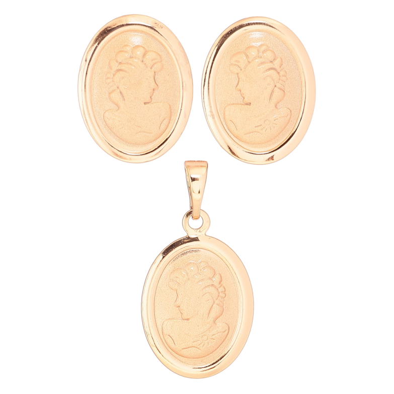Набір Xuping Позолота 18K Сережки Кулон «Барельєфний портрет» фото №4