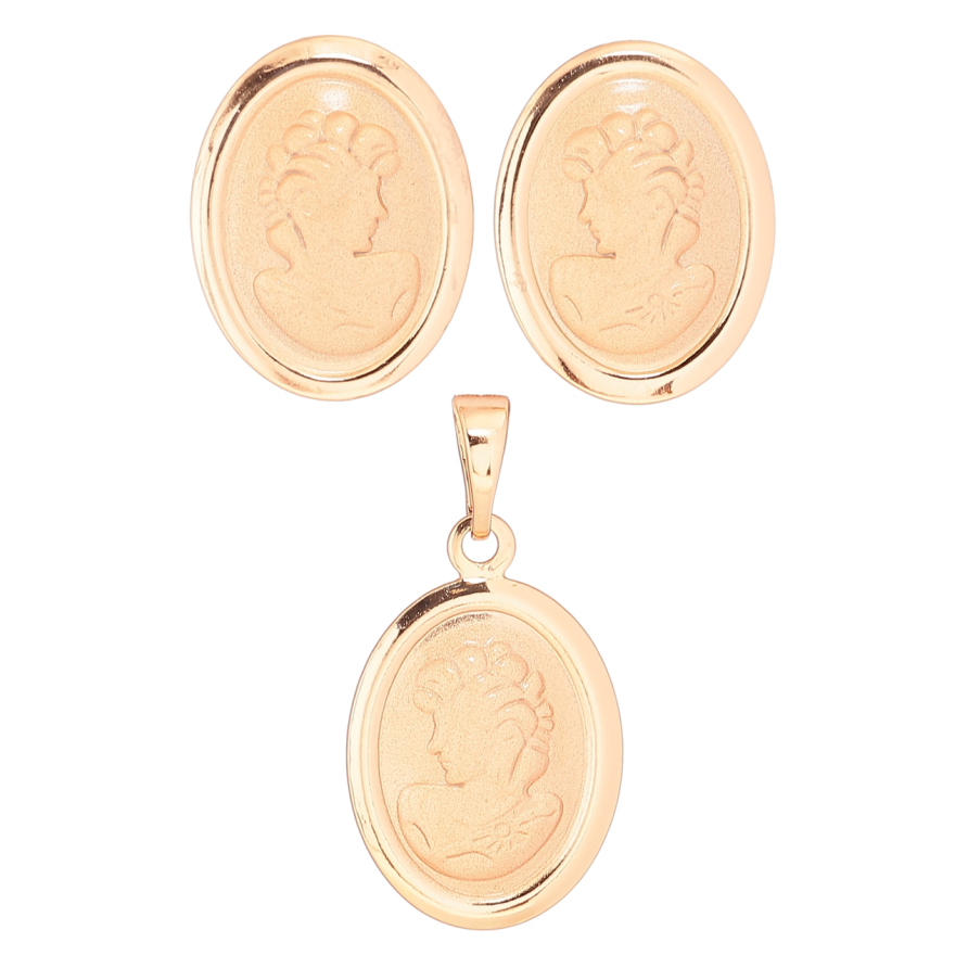 Набор Xuping Позолота 18K Серьги Кулон Барельефный портрет фото №1 Набор Xuping Позолота 18K Серьги Кулон Барельефный портрет фото №1