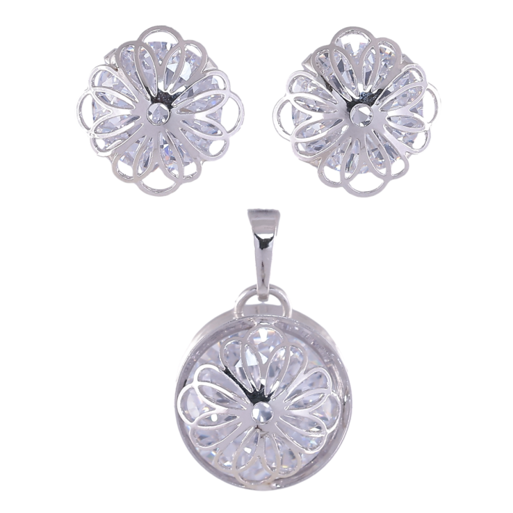 Набір Xuping Родій Сережки Кулон «Кристали з квітковими накладками» фото №6