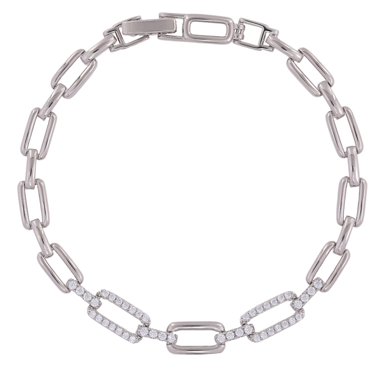 Браслет Xuping Родий Звенья с цирконием размер 19.5см х 5мм фото №1