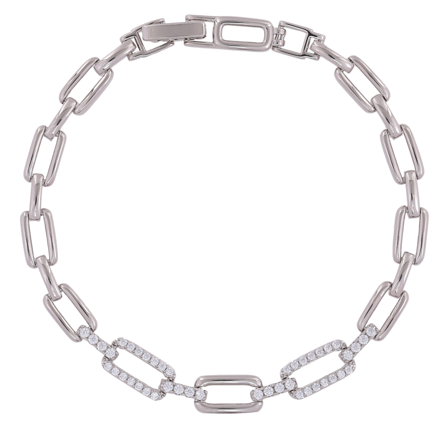 Браслет Xuping Родій «Ланки з цирконієм» розмір 19.5см х 5мм фото №1