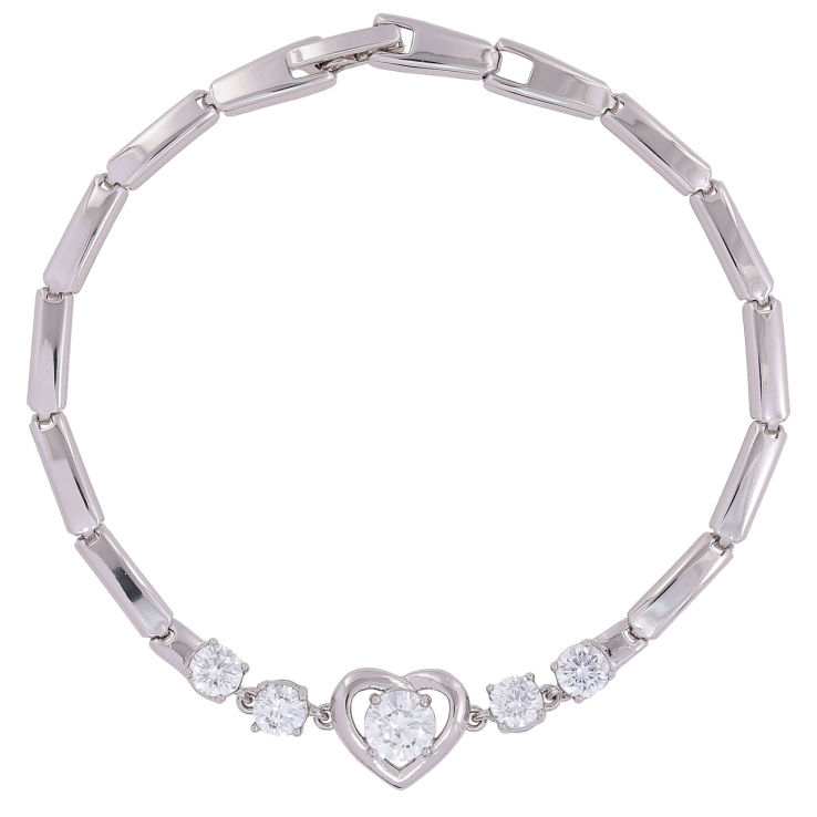 Браслет Xuping Родий Сердечко с цирконием размер 19.5см х 3мм фото №24