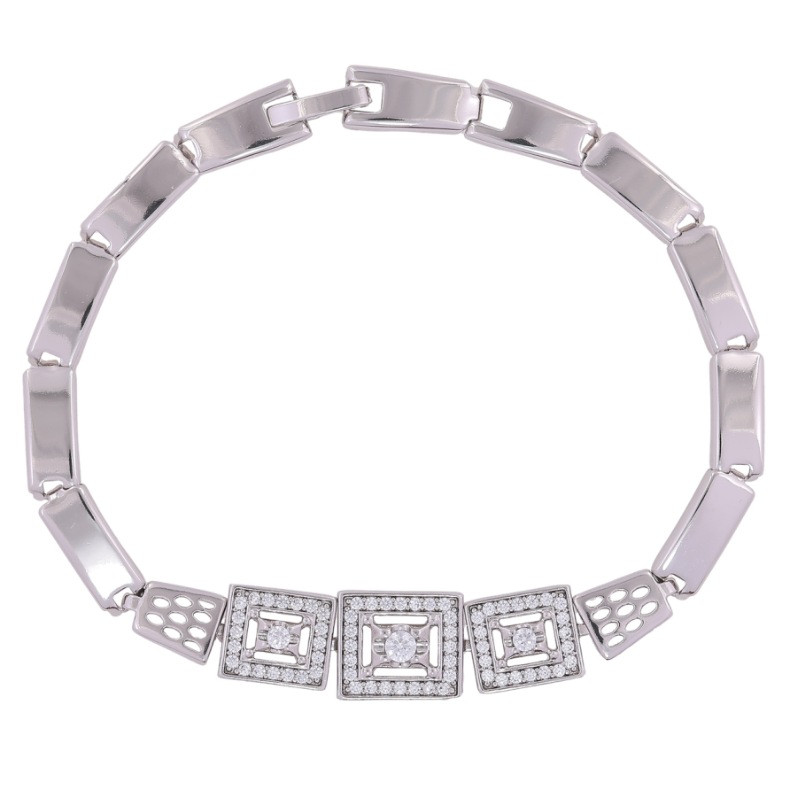 Браслет Xuping Родий Узор с цирконием размер 20см х 5мм фото №1