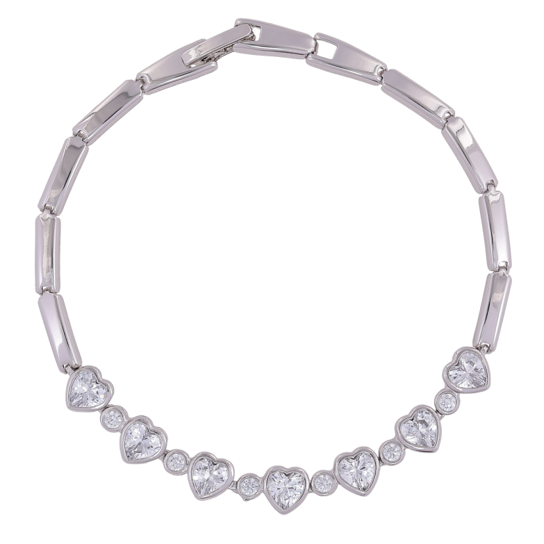 Браслет Xuping Родій «Кришталеві сердечка» розмір 19.5см х 3мм фото №1 Браслет Xuping Родій «Кришталеві сердечка» розмір 19.5см х 3мм фото №1