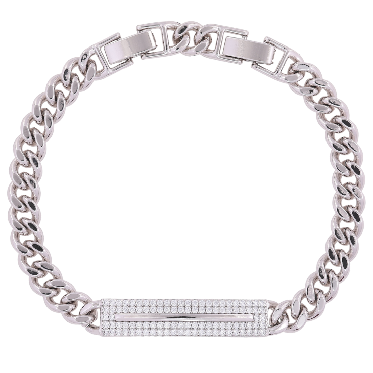 Браслет Xuping Родій «Панцирний ланцюжок з вставкою» розмір з доп. замком 18,20.5см х 7мм фото №5 Браслет Xuping Родій «Панцирний ланцюжок з вставкою» розмір з доп. замком 18,20.5см х 7мм фото №5