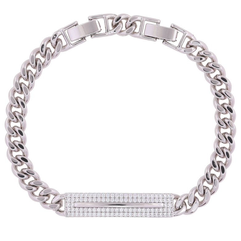 Браслет Xuping Родій «Панцирний ланцюжок з вставкою» розмір з доп. замком 18,20.5см х 7мм фото №1