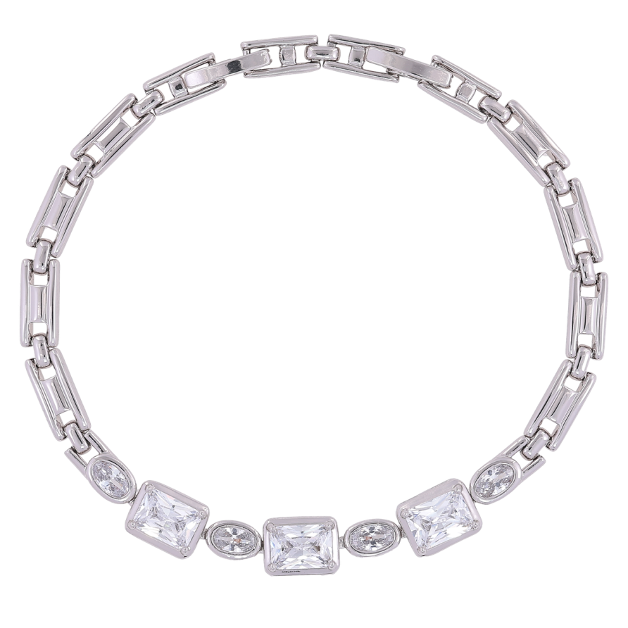 Браслет Xuping Родий Кристальная вставка размер с доп. замком 17.5,19.5см х 4мм фото №1