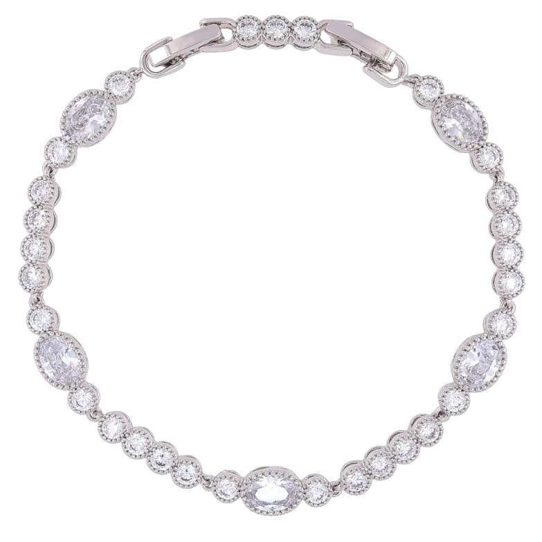 Браслет Xuping Родій «Доріжка цирконію» розмір з доп. замком 17.5,19.5см х 4-6мм фото №1